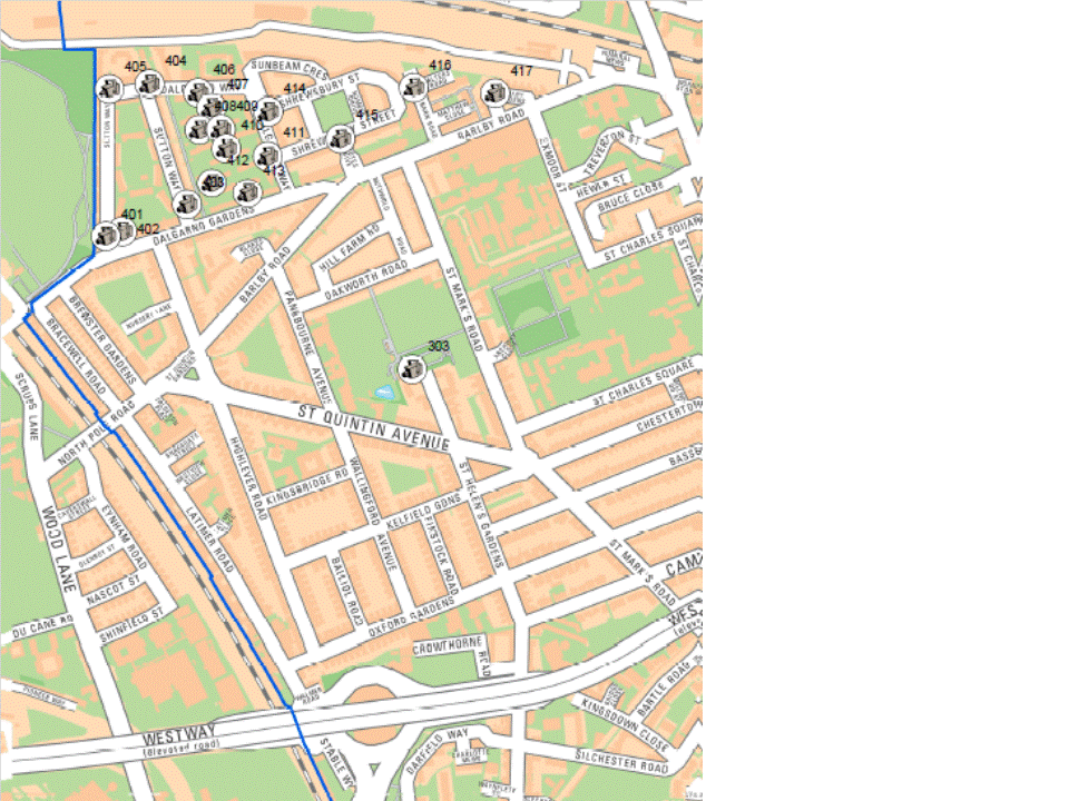 Location of cameras within RBKC crime prevention network in North Kensington