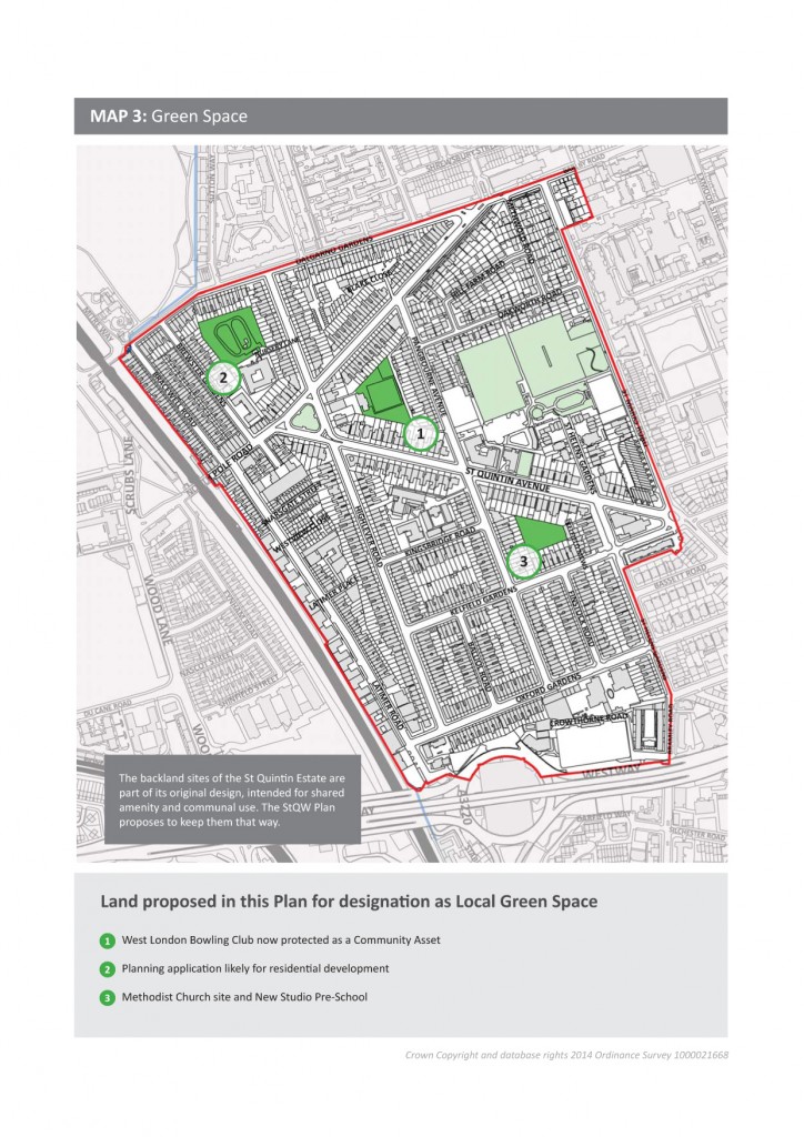 Open spaces proposed for designation as Local Green Space shown in dark green